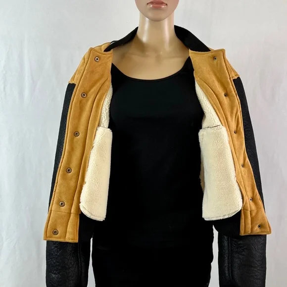 NWT - [Blank NYC] Women’s Varsity Jacket Faux Suede Bomber, Size M - Picture 4 of 11